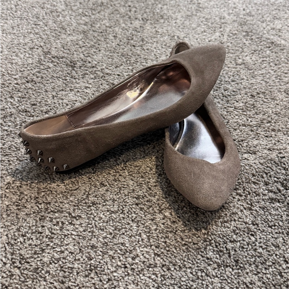 Gabriella Rocha Leather Studded Taupe Flats